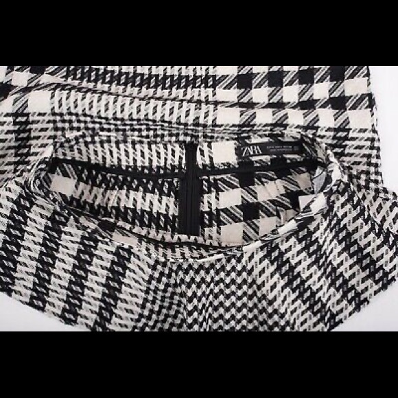 Zara Womens Skirt Black White Plaid Ruffled Pencil Houndstooth NWT - Picture 12 of 14